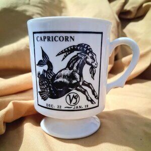 VINTAGE mid-century Capricorn Astrology collector's milk glass